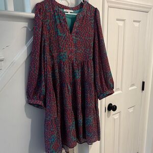 Stylish Red and Blue Patterned Dress